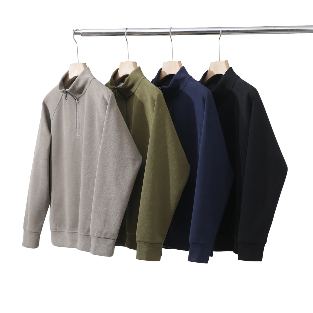 线下400+ 男女同款秋季休闲时尚半拉链卫衣纯色立领套头长袖