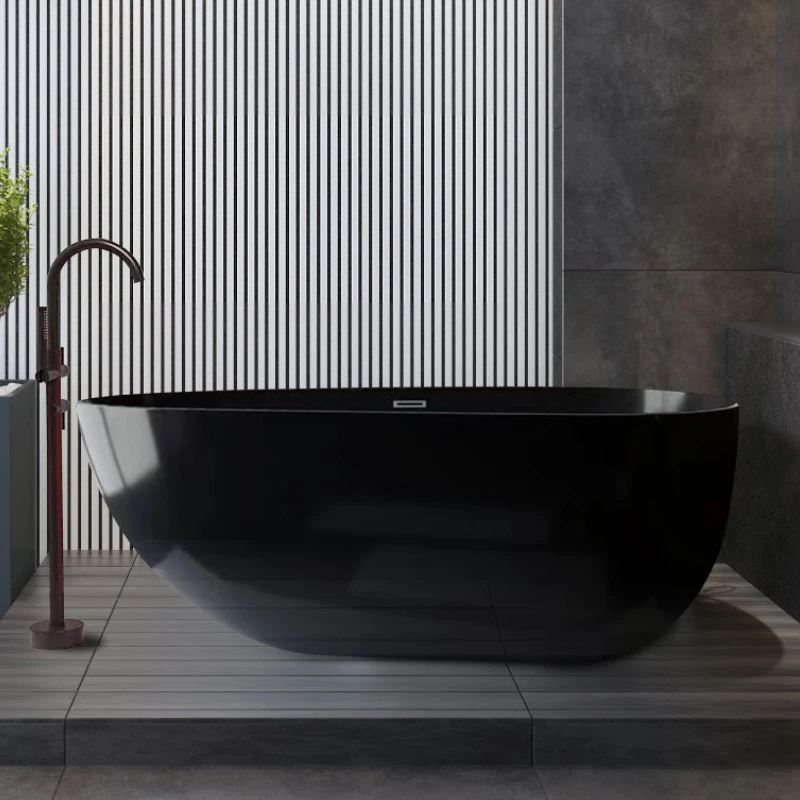 黑色浴缸成型亚克力小户型迷你民宿酒店小型可移动独立式设计泡澡