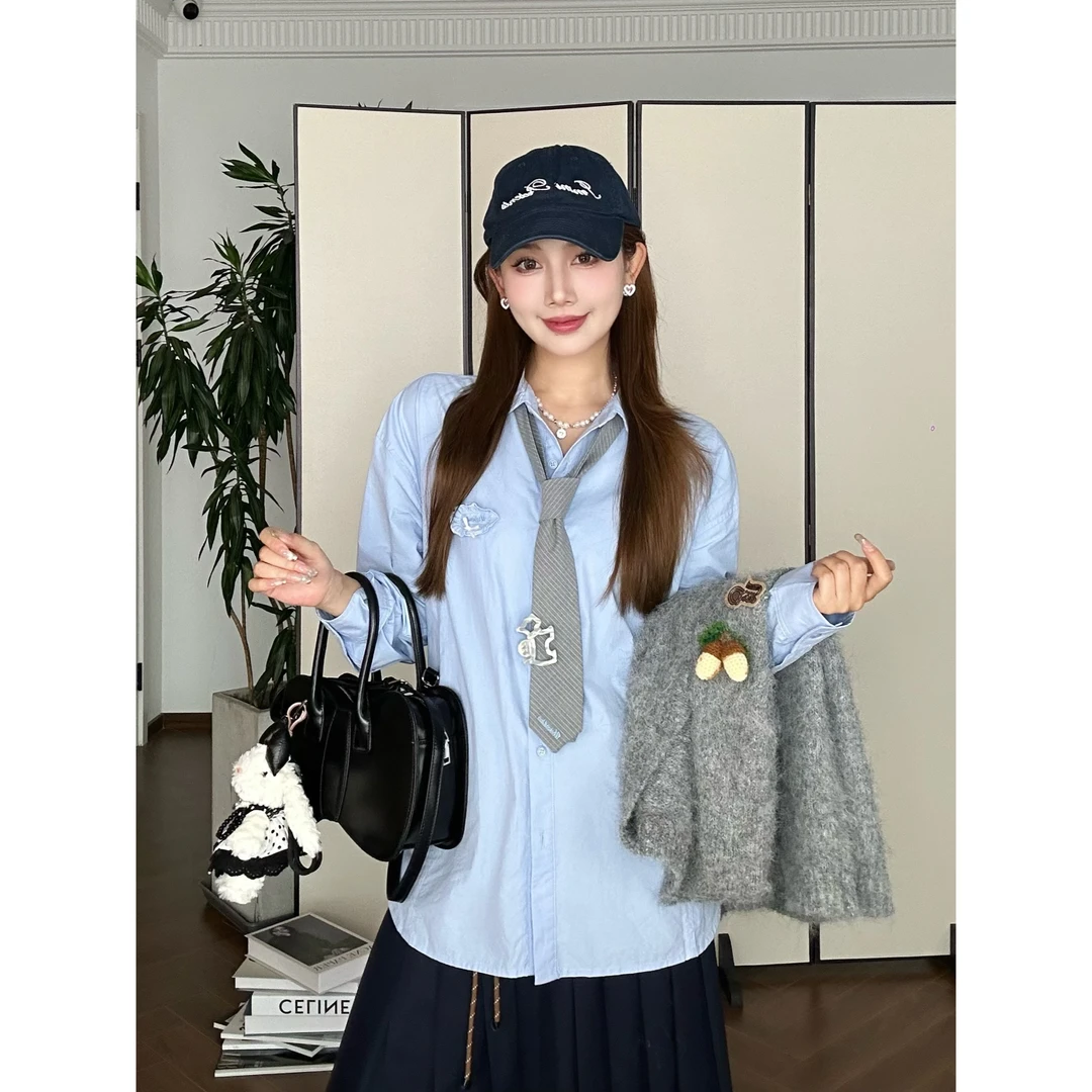 QXQT 理性消费NO退NO换「系带腔调」纯棉系带贴布收腰衬衫QQQ103