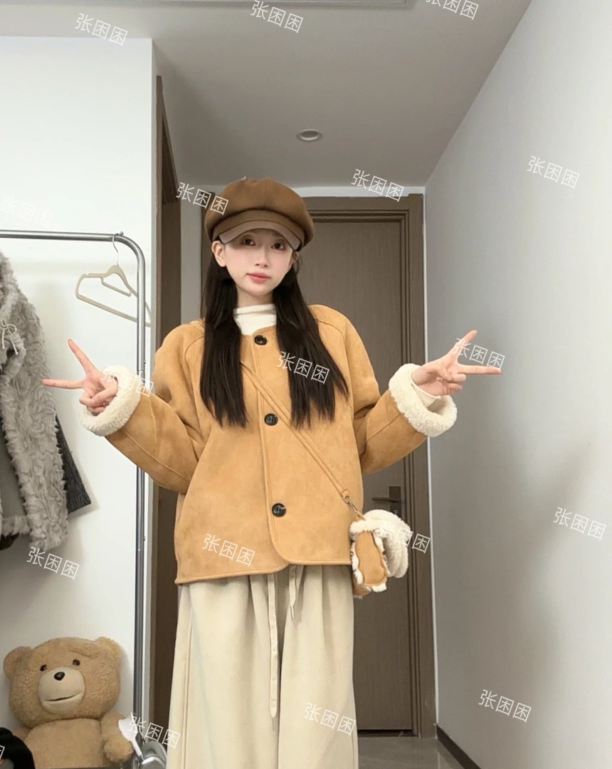 【小包外套】韩系百搭内里毛毛外套小香风时尚加厚秋冬毛绒慵懒风