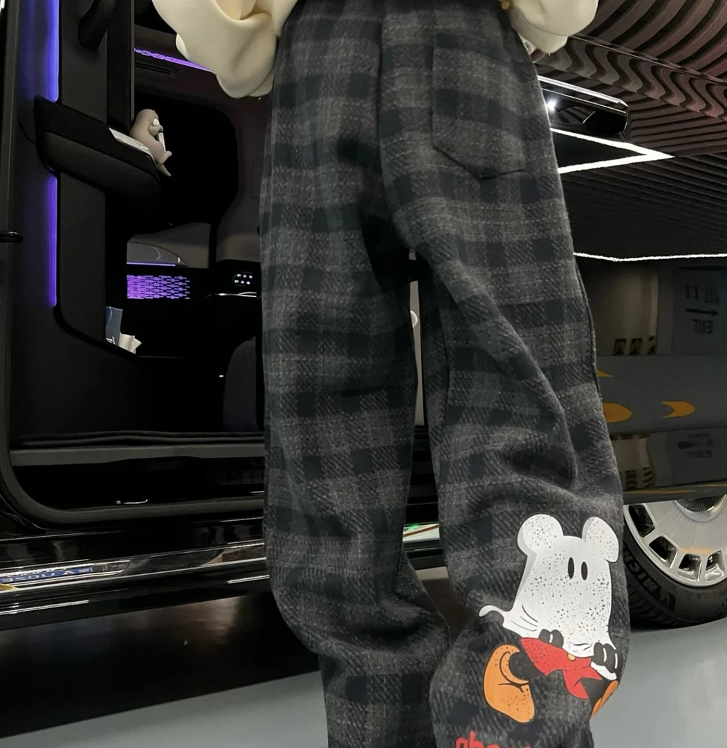 秋冬复古格子加厚休闲裤167