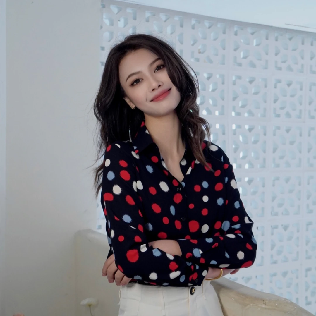 （新彩色波点）时尚轻奢女衬衫气质洋气显瘦百搭圆点印花高级感衬衣
