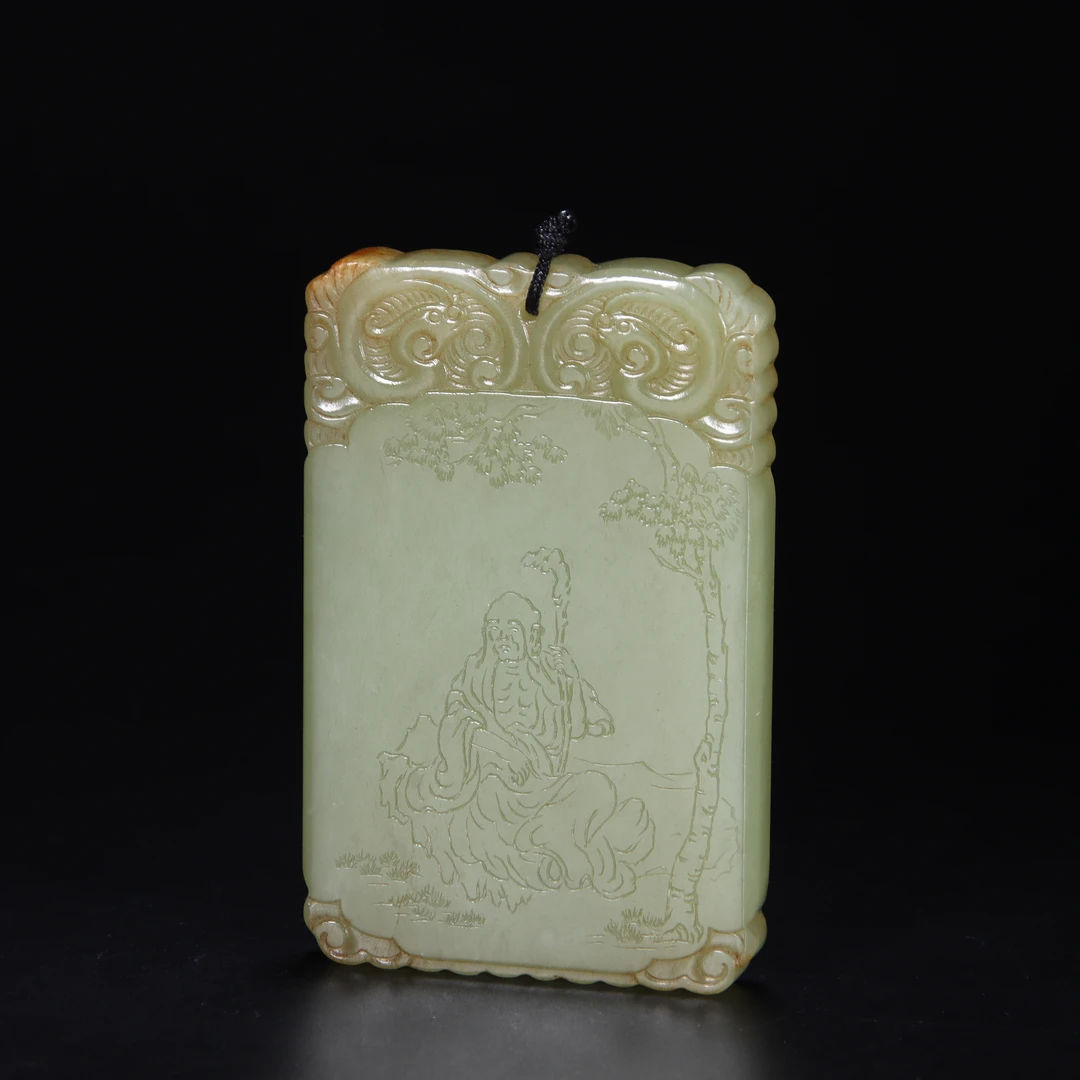 清和田玉罗汉诗文牌