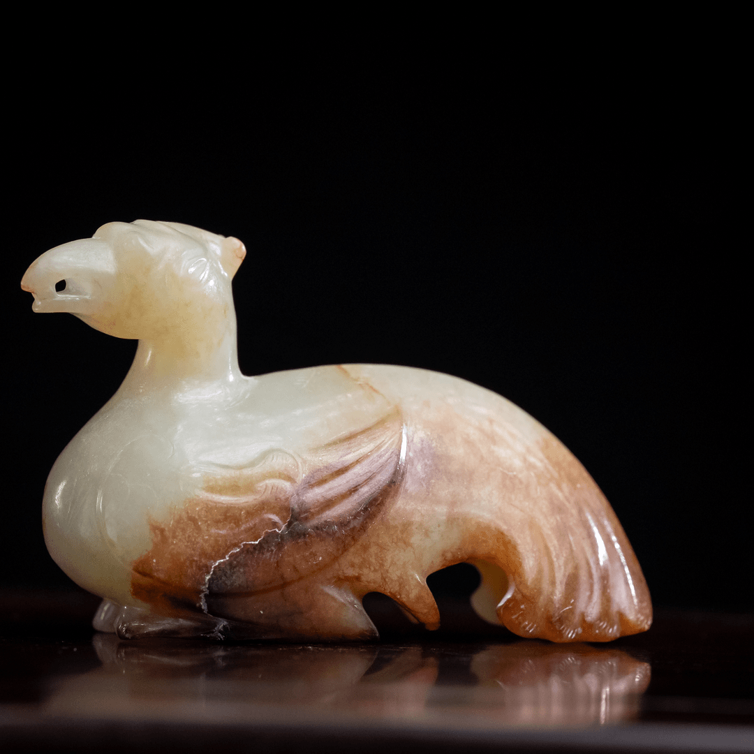 明代和田玉玉凤鸟把件