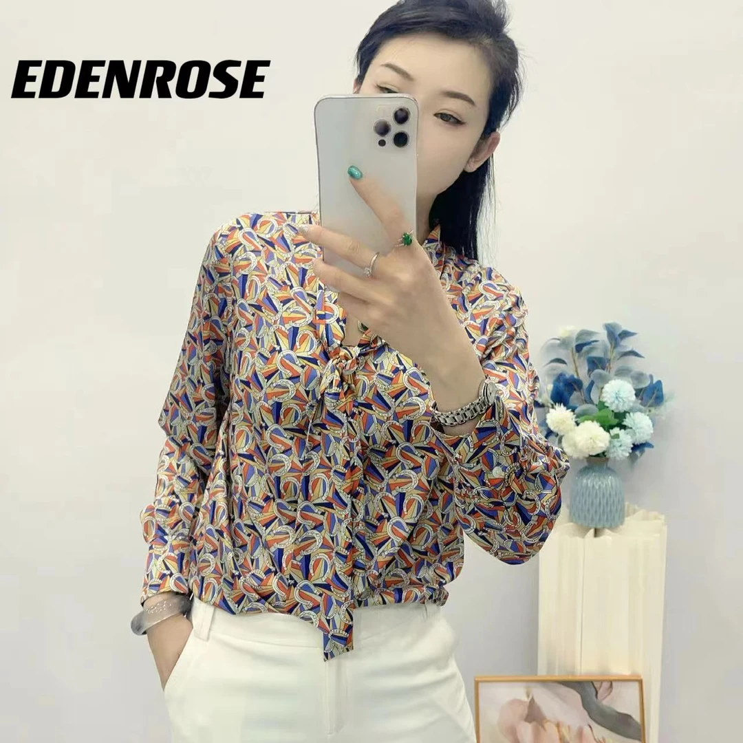 EDENROSE【溪溪】商场同款时尚气质女上衣EFFC01698-5飘带领