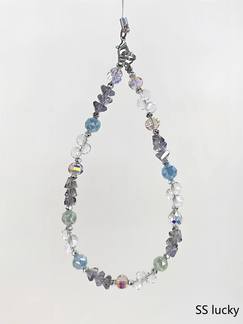 【SS】爆闪水晶多彩珠手机链串珠链条手腕挂绳相机挂饰轻奢高级感