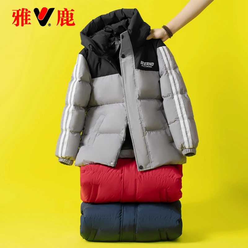 雅鹿儿童羽绒服短款男童女童宝宝2024新款洋气冬季中大童加厚外套