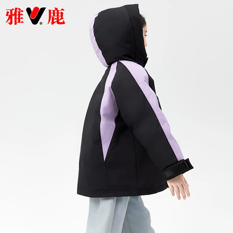 雅鹿儿童羽绒服女童男童2024新款派克冲锋衣大童冬季短款加厚外套