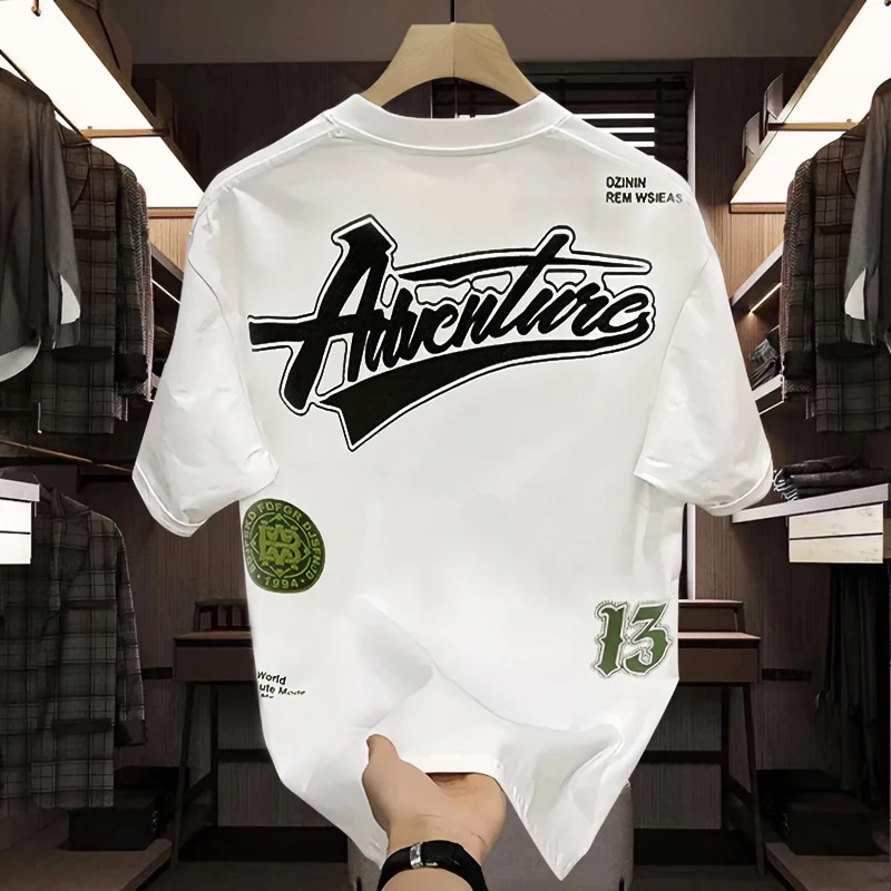 春夏重磅短袖时尚T恤个性字母印花潮流圆领韩版休闲百搭纯棉上衣