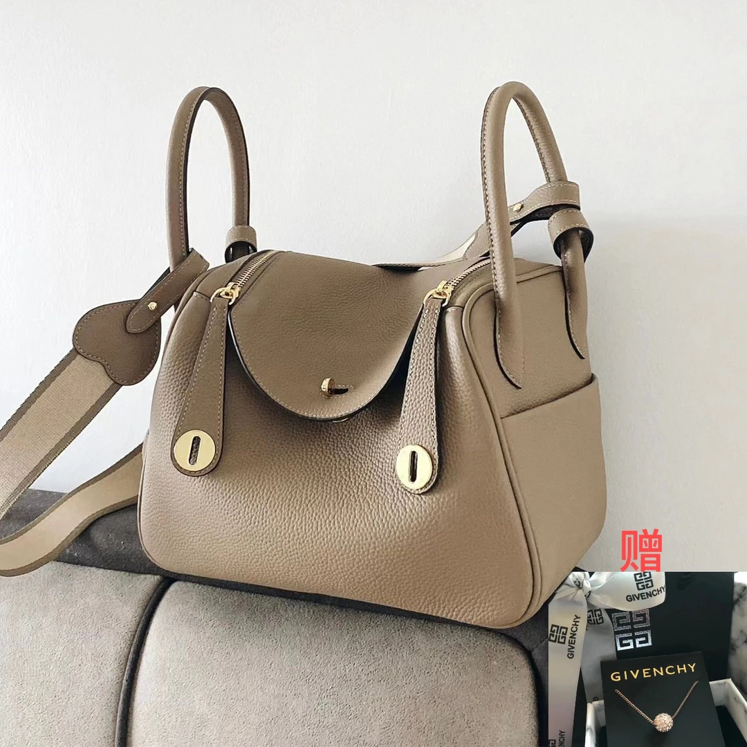 99新  【hey queen专属】大象灰色Lindy琳迪包 全皮手拎单肩女包