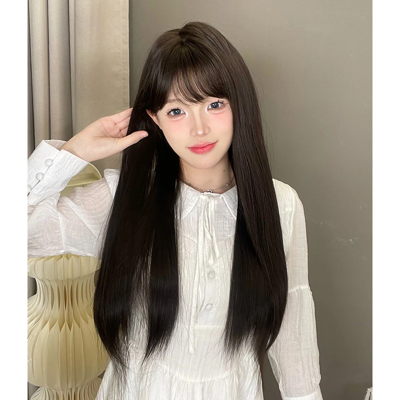 【女高必备】鱼妹妹假发女日常网红长直发甜美自然逼真齐刘海全头套