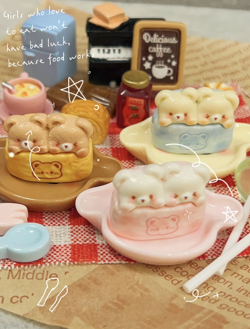 【小艾定制款】贴贴熊兔面包袋“好朋友就要在一起挤一挤”树脂配件