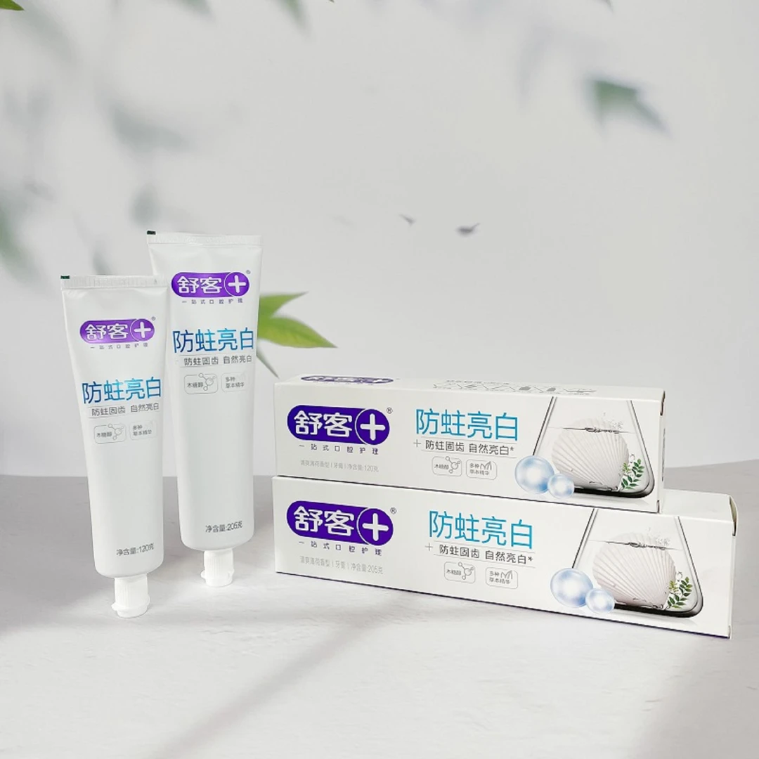 舒客防蛀亮白牙膏自然亮白固齿日用清洁护龈清爽薄荷清新口气美白