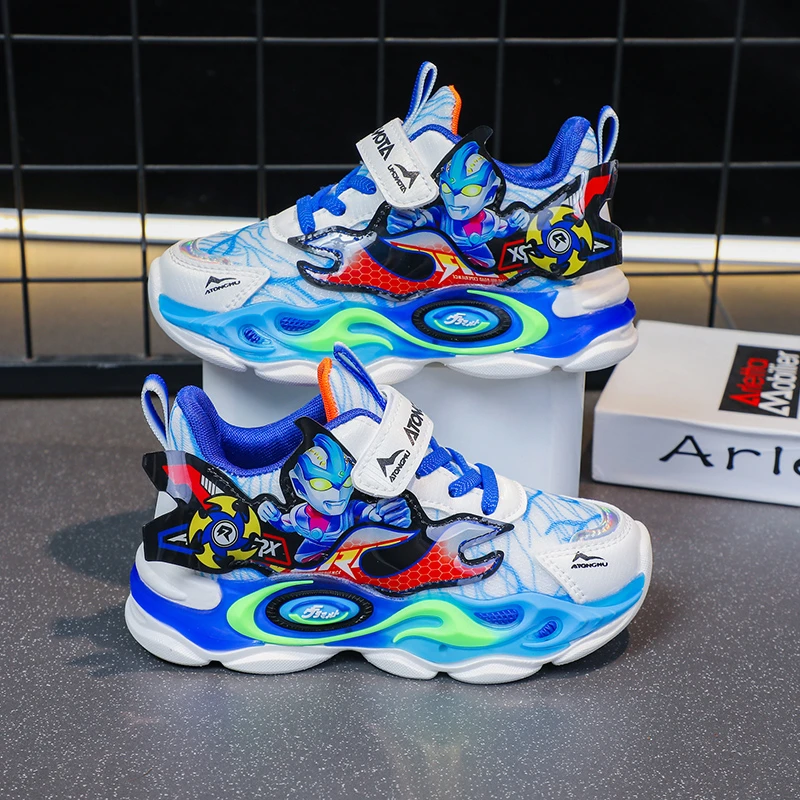 男童运动鞋春秋透气双网鞋子儿童跑步鞋奥凸曼跑步鞋旋转纽扣童鞋