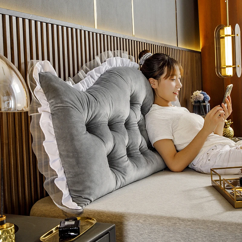 公主床头靠垫靠背单双人卧室靠枕榻榻米床头水晶绒床头软包靠垫