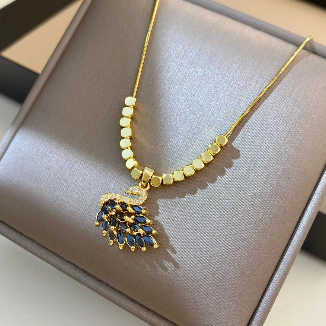 钛钢项链  施华洛【黑天鹅】轻奢气质镶钻镀金项链+鉴定证书+礼盒