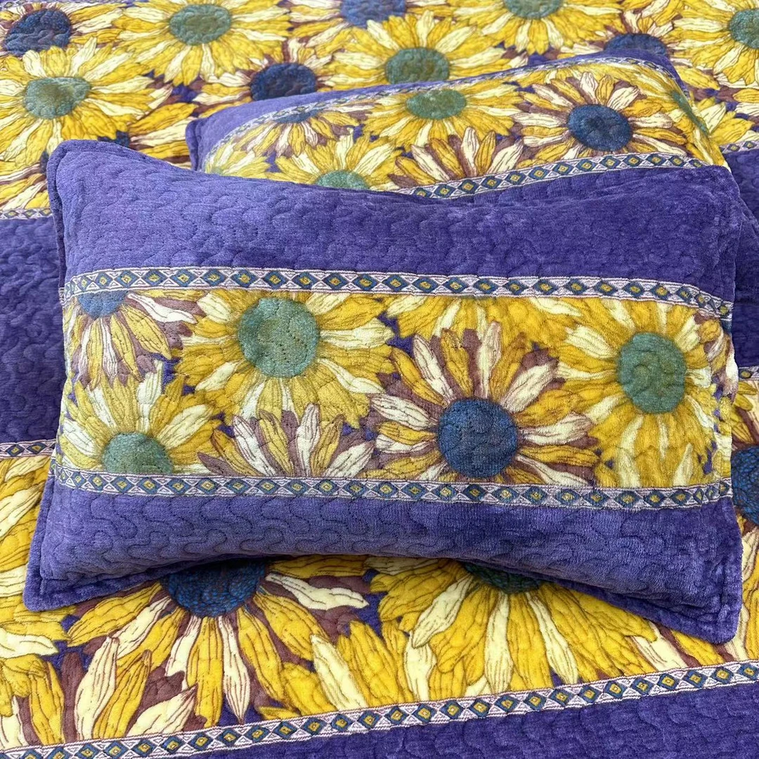 微瑕紫色向日葵云貂绒加厚枕套45*70m