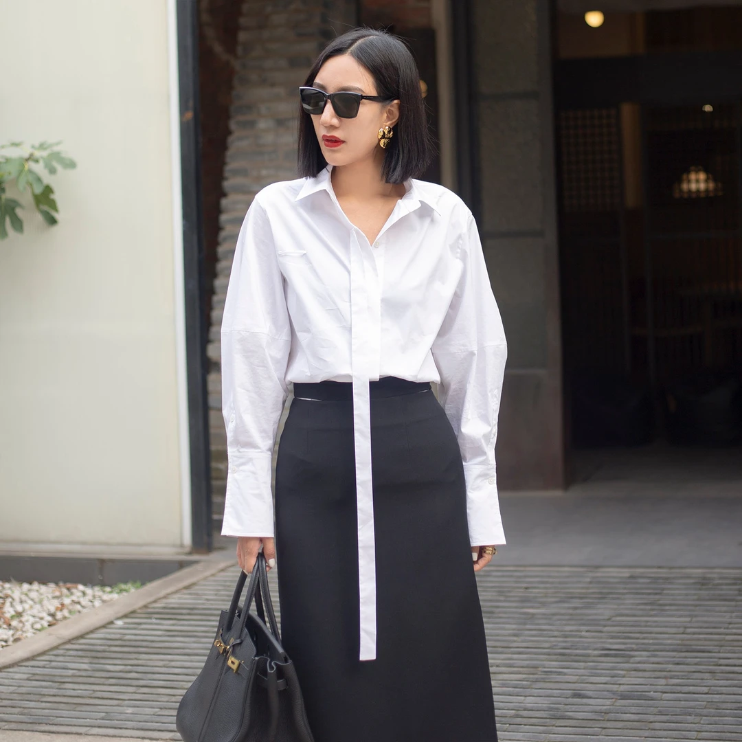 【Do.Fashion欧阳】设计感廓形飘带衬衫