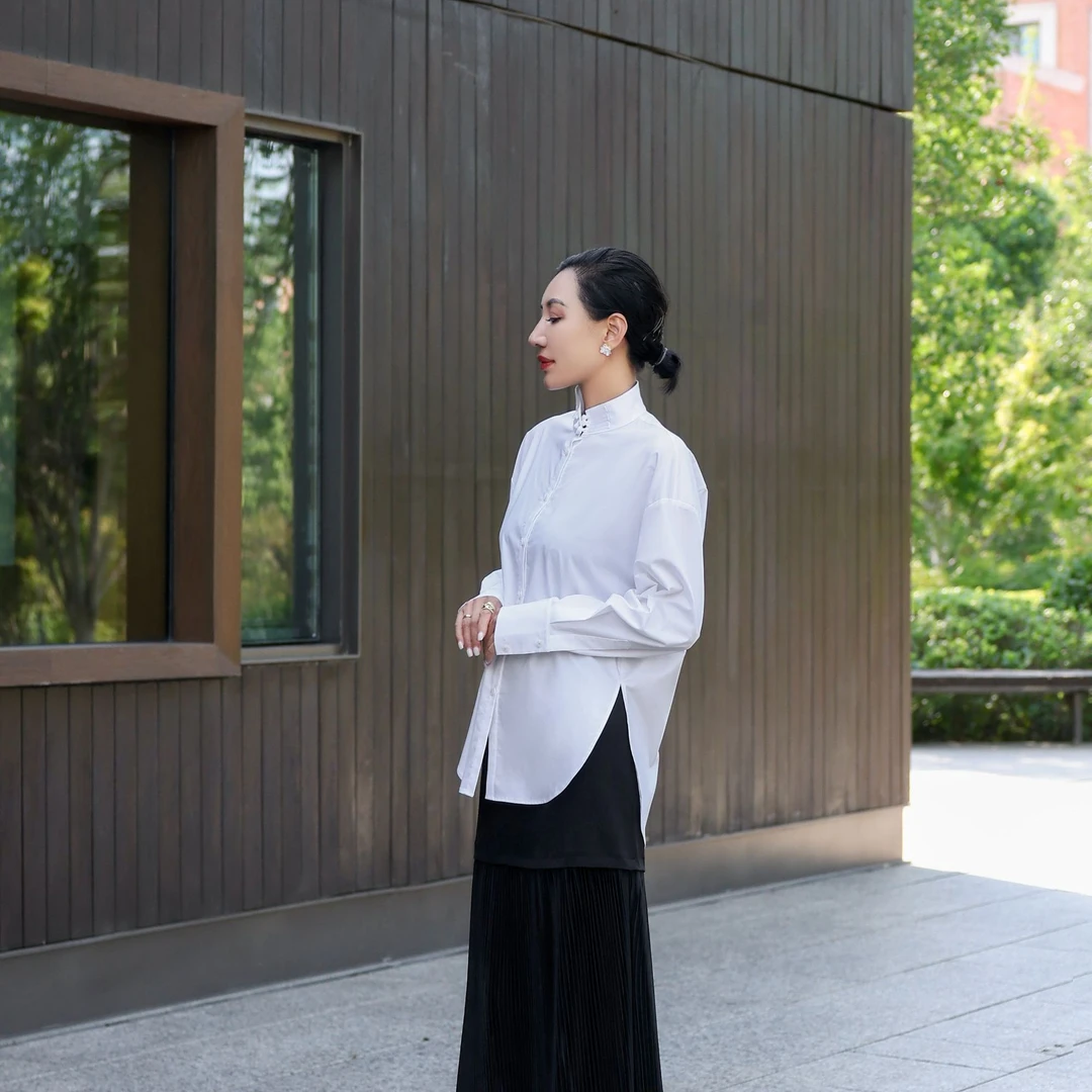 【Do.Fashion欧阳】“烟雨江南”新中式立领竹纤维抗皱衬衫上衣衬衣