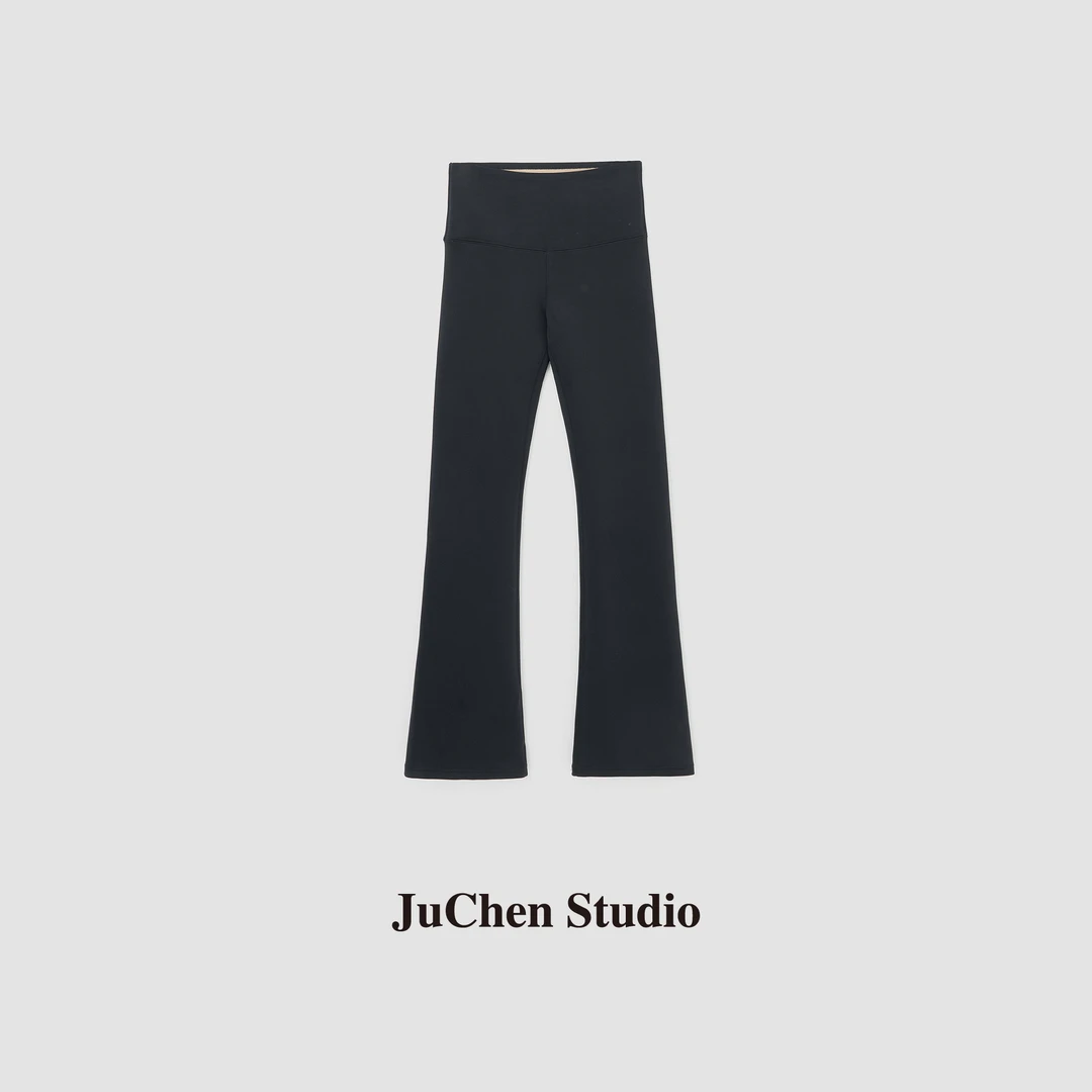 LIBOSHU”黑绷带” 秋冬温暖亲肤高弹显瘦加厚微喇叭裤FW6625-129