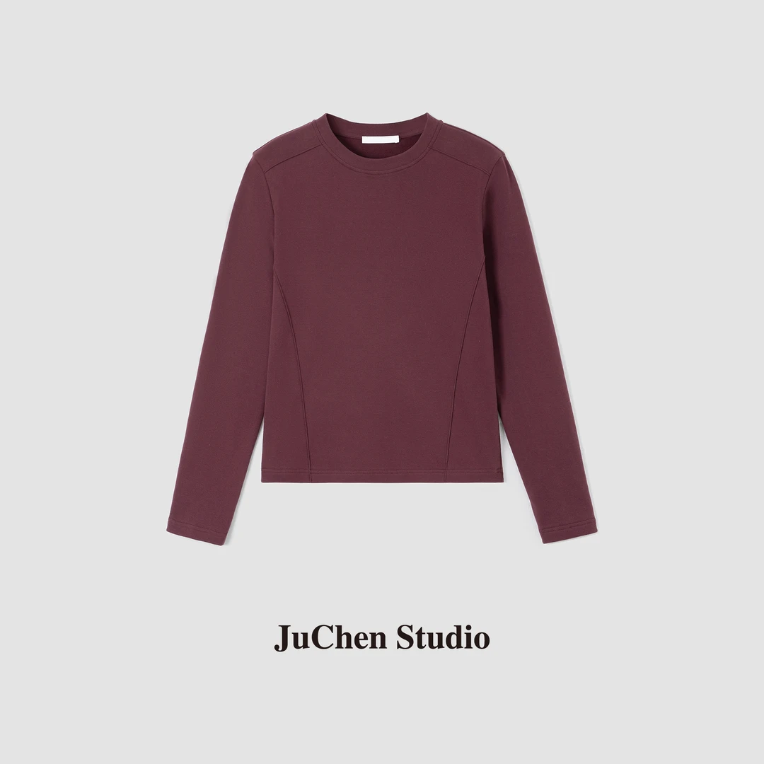 LIBOSHU显瘦鱼骨线棉质立缝保暖内搭长袖打底衫T恤时尚FW101623