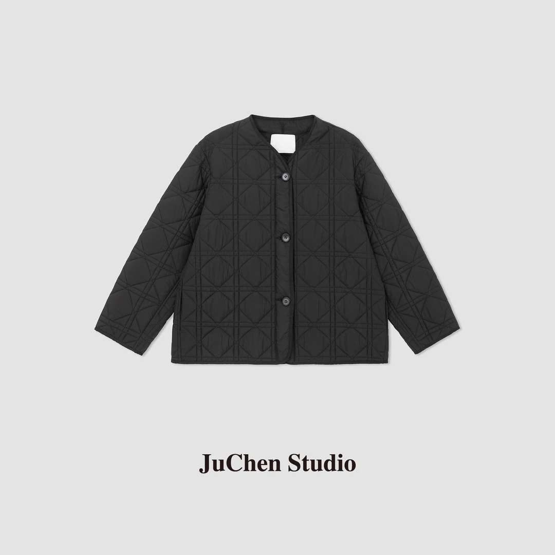 LIBOSHU秋冬百搭无领绗线轻薄保暖棉服外套 2209573