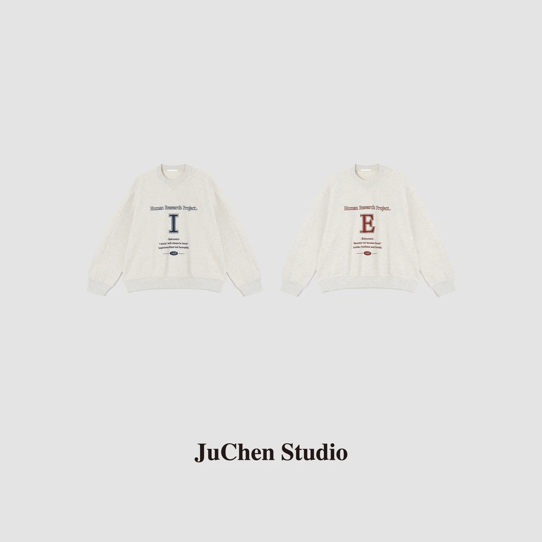 “E人I人”自我定义美式慵懒高克重立裁重工刺绣卫衣FW082978