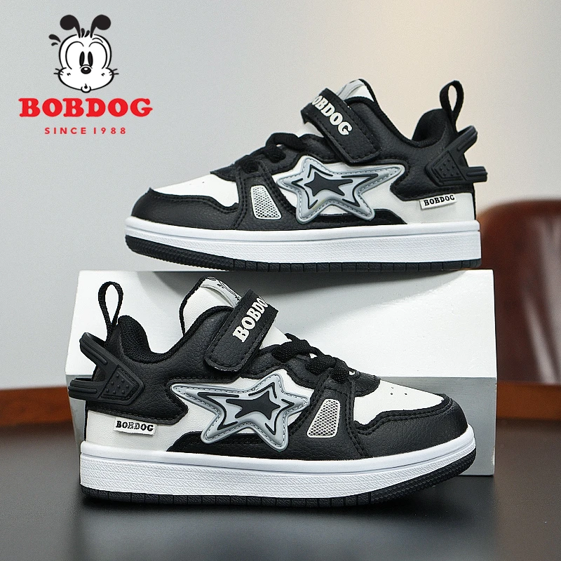 巴布豆童鞋男童运动鞋2024春秋新款男孩板鞋皮面防水儿童休闲鞋潮