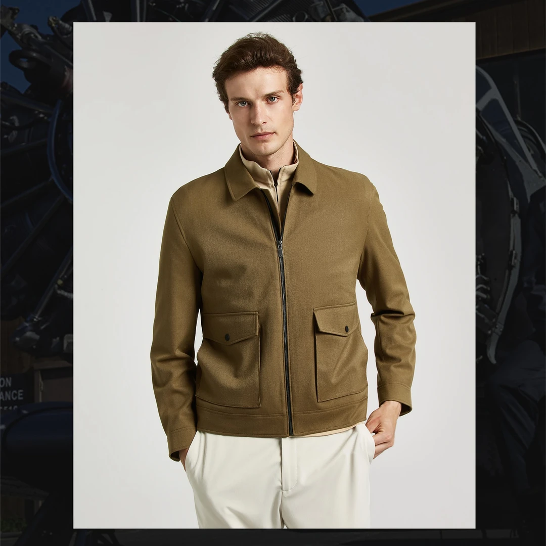 【耐磨厚实】秋季男士商务休闲时尚纯色肌理斜纹工装款夹克
