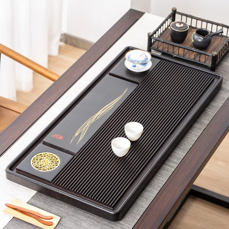 茶盘家用干泡台电木纹办公室茶台排水式轻奢功夫茶海托盘