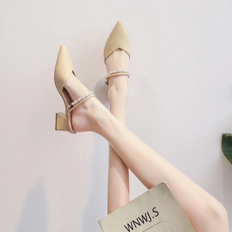 【售完即止】仙女风凉拖2025夏新款法式尖头时尚包头拖鞋配裙子女鞋