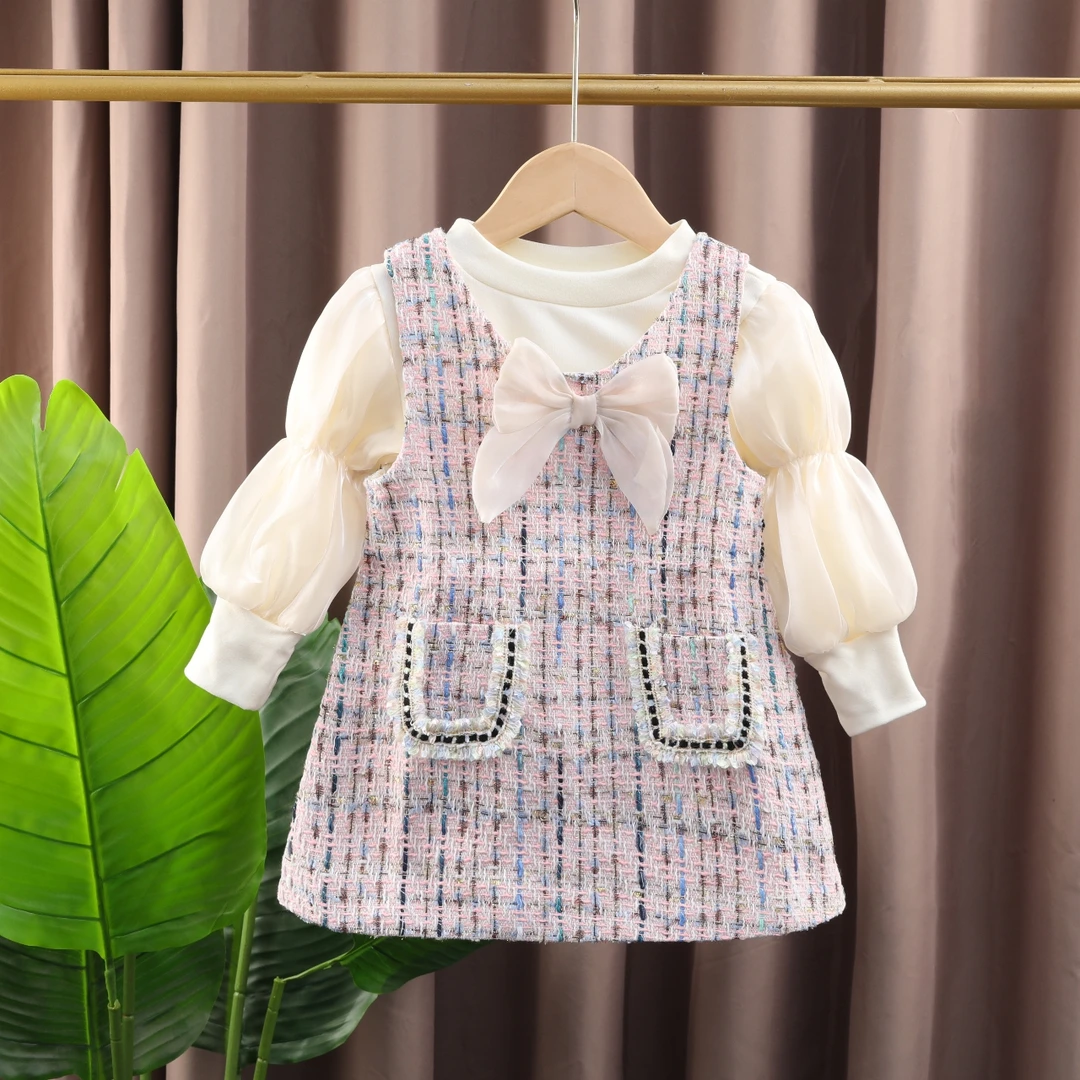 女童秋季连衣裙套装2023新款时尚超仙中小童网红同款裙子两件套潮