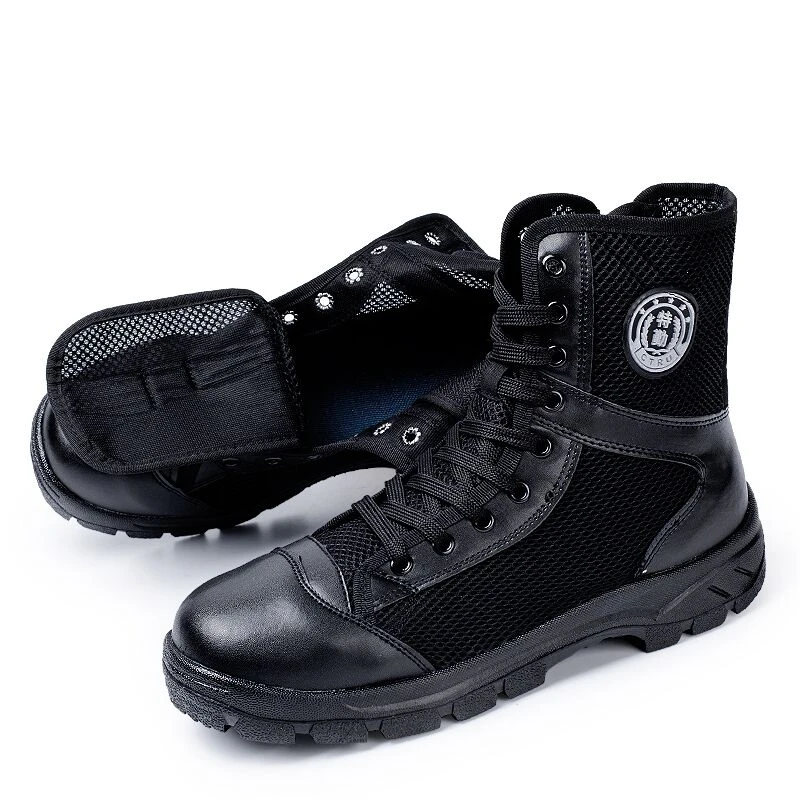黑色男耐磨作战靴高帮防滑作训靴工装靴户外鞋透气作训鞋保安鞋