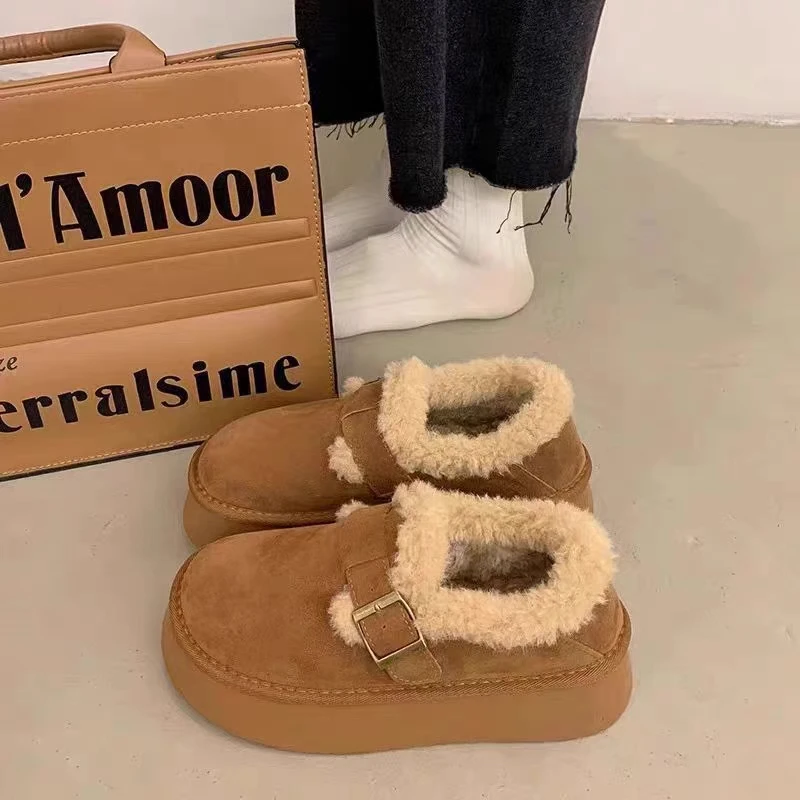 雪地靴女2024新款冬季厚底百搭加绒加厚内增高东北棉鞋保暖勃肯鞋