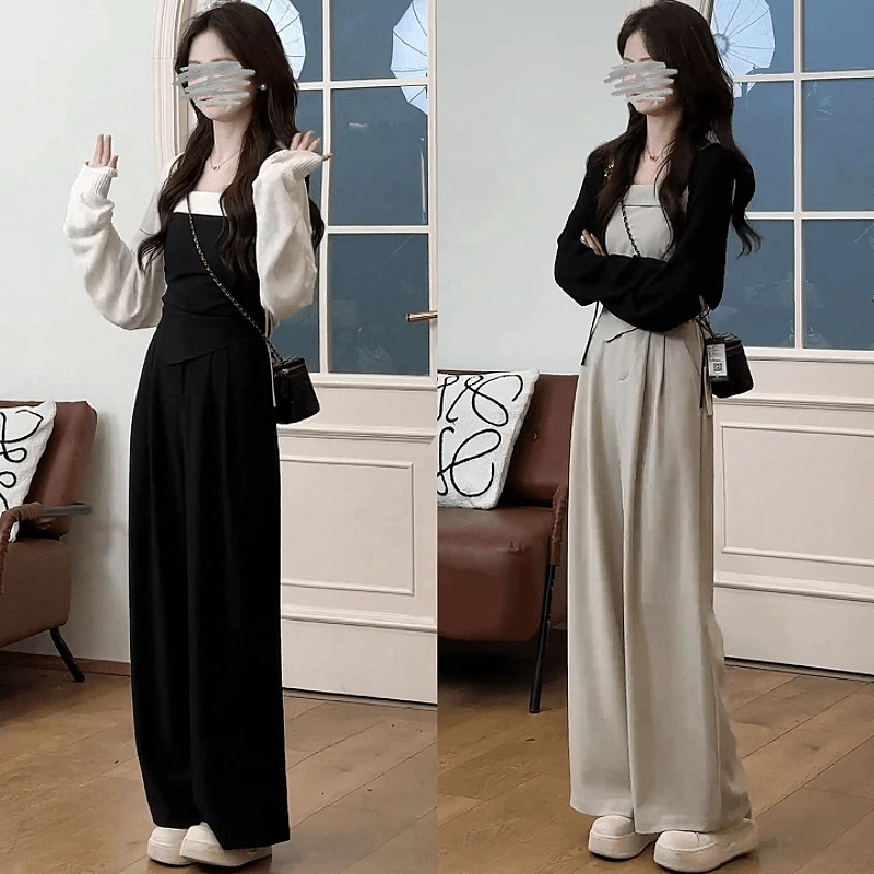 三件套女装潮2024夏季新款韩版套装吊带上衣+显瘦高腰早春穿搭