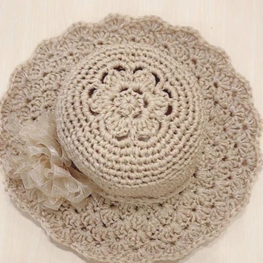 扇形花成人成品帽子手工编织百搭韩版手编