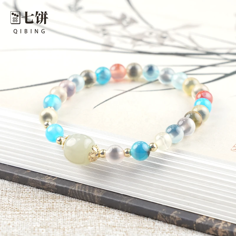 非金属手链 【七饼-清】-101-天然彩色糖心吗瑙女款手串