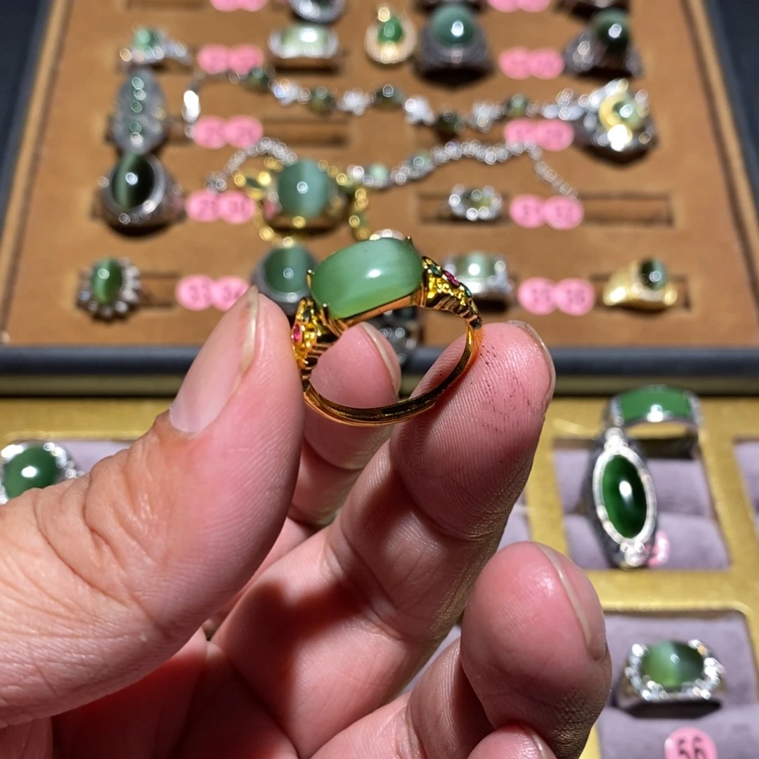 和田玉（碧玉）戒指合金李***~