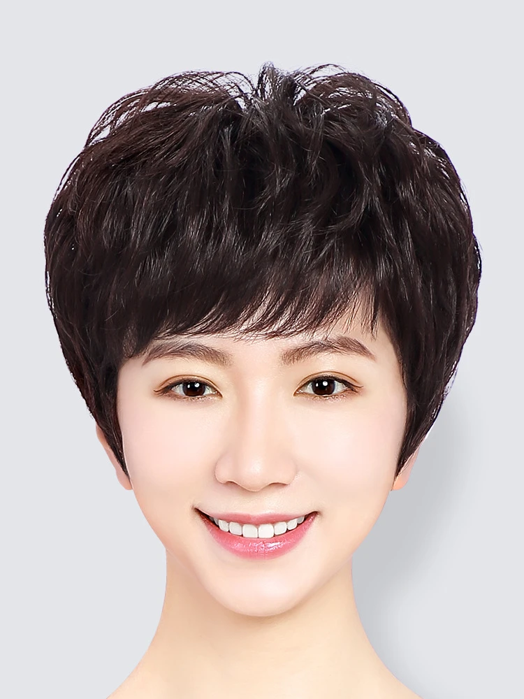 短发假发 机制 全头假发 微纹理 真人发丝假发套