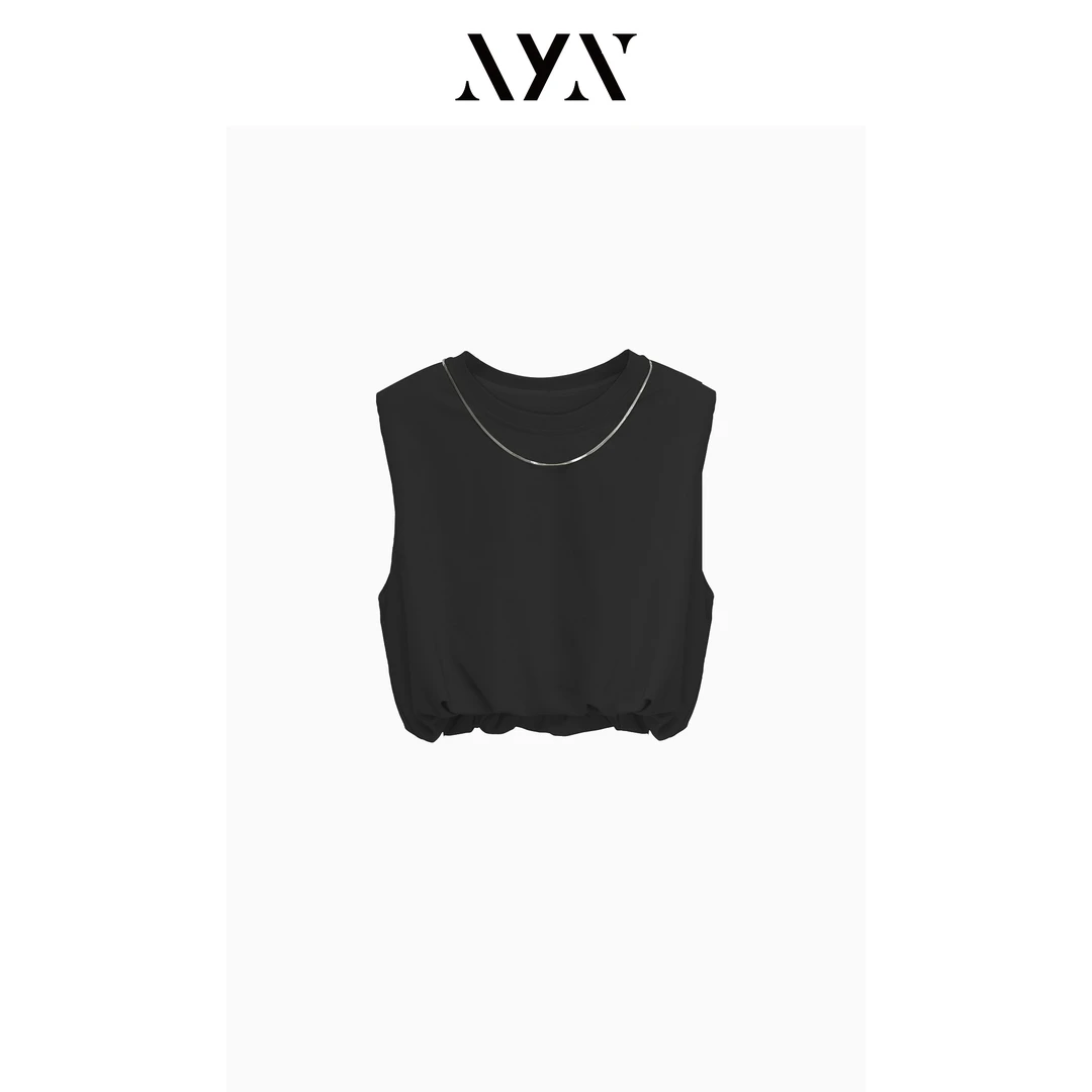 【私服系列】OM新款气质设计感百搭链条纯色T恤NYN021