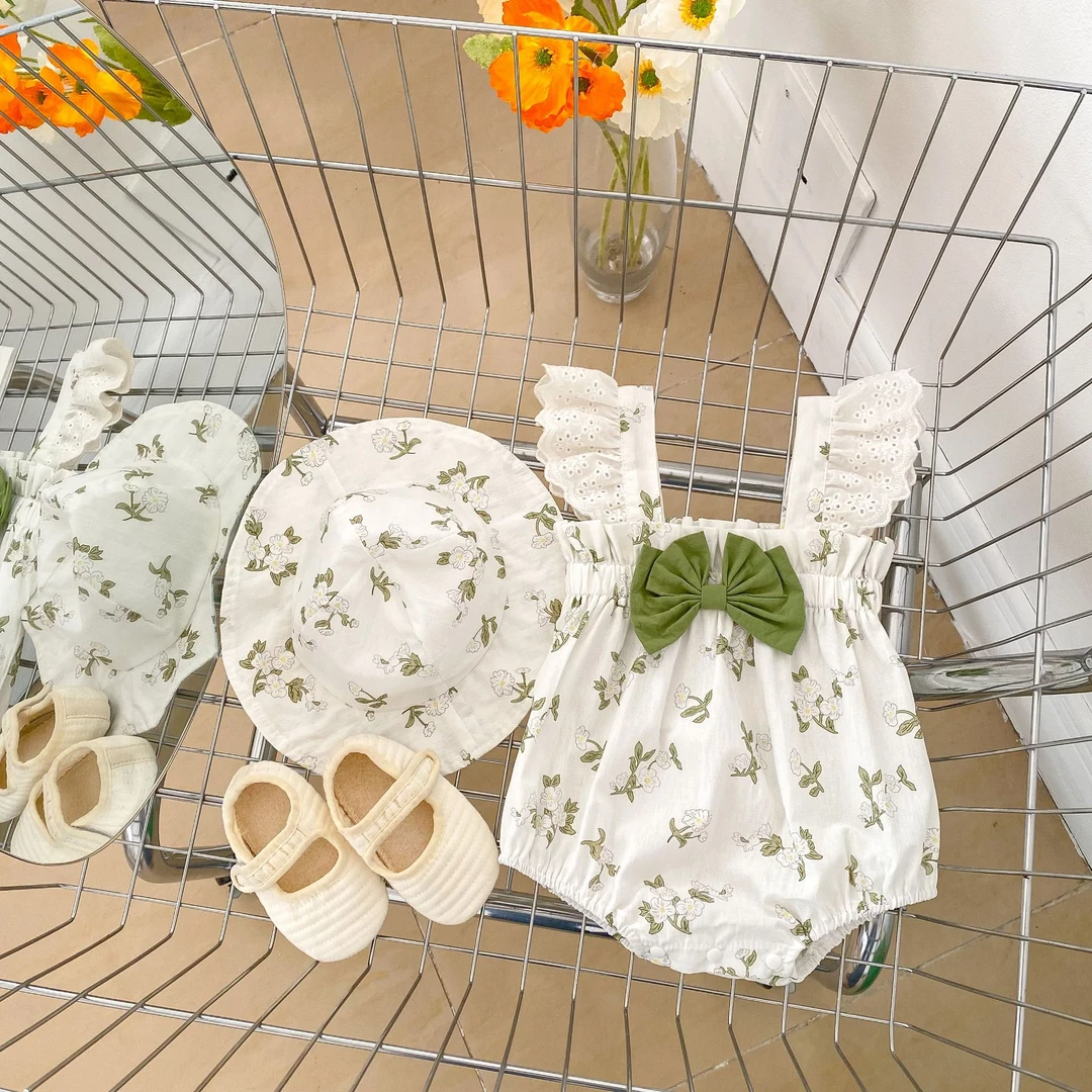 9647婴幼儿宝宝碎花女童哈衣外出爬服