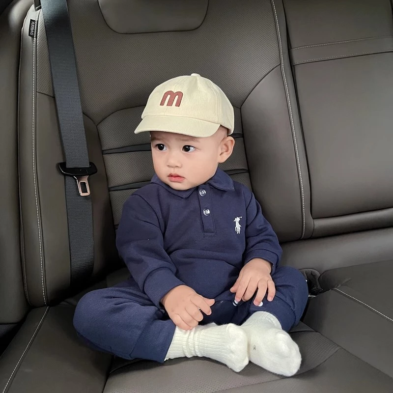 婴儿衣服秋装男宝宝连体衣春秋季新款polo领婴幼儿秋天长袖外出服