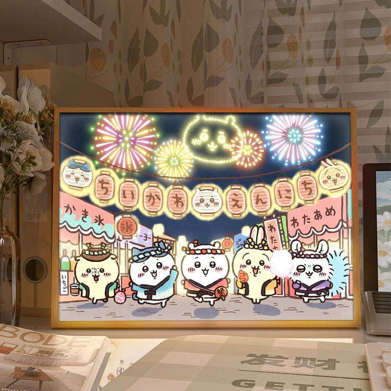 创意chiikawa乌萨奇灯光画灯光画装饰画 相框摆件创意夜灯礼品