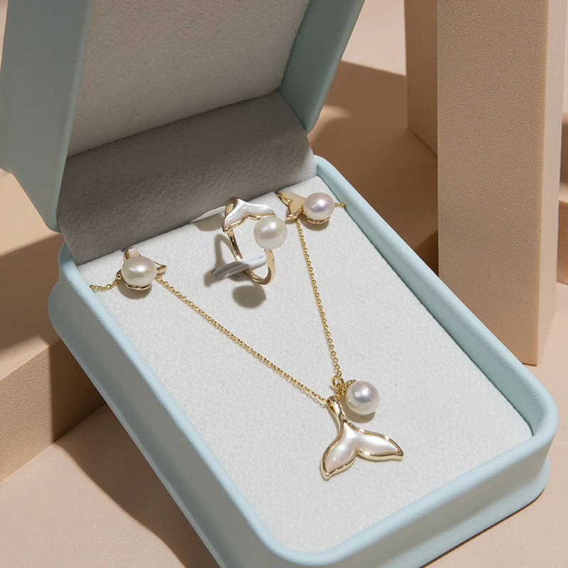 合金项链 海的女儿清新靓丽时尚吊坠耳挂戒指套装