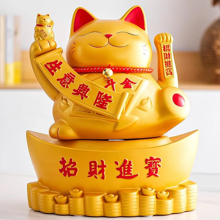 金色招财猫摆件自动摇手店铺前台收银台开业礼品