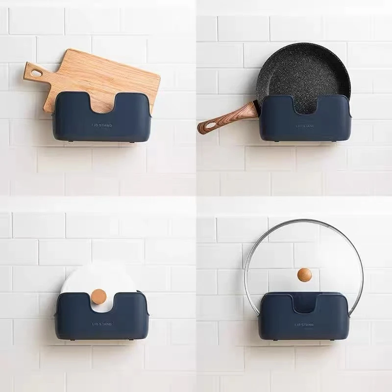 厨房免打孔家用锅盖架