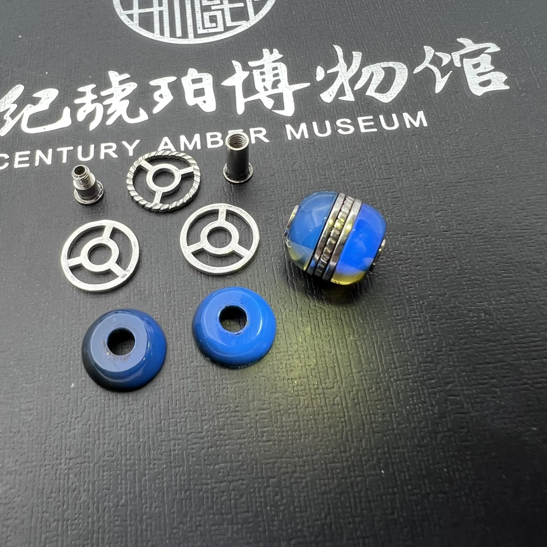 【唐唐臻品】墨西哥3A级蓝珀丨配饰丨汉堡珠多样性发其一 （10*10）