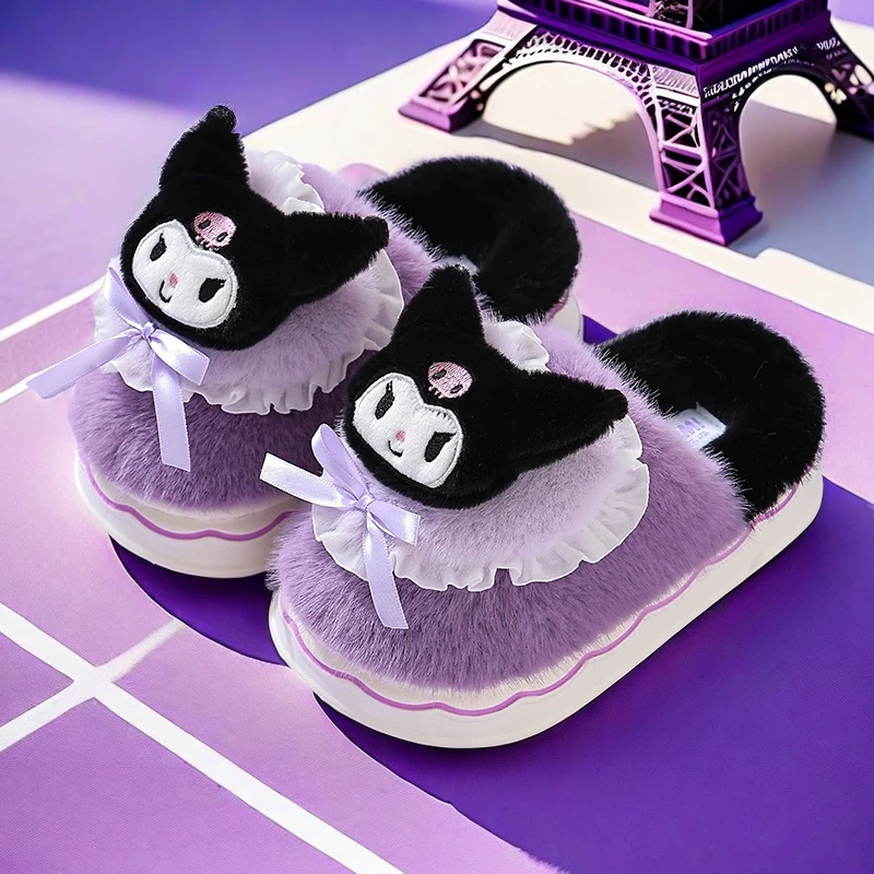 三丽鸥库洛米儿童棉拖鞋女童可爱卡通秋冬季家居室内防滑保暖棉鞋