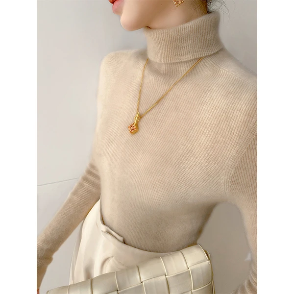 溏朵记 2024新款一线成衣高领羊绒衫女修身毛衣秋冬保暖套头内搭