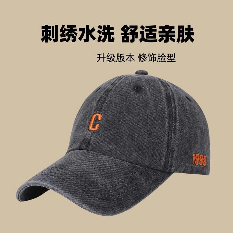 美式复古水洗做旧牛仔软顶帽子男女春秋季潮流街头防晒透气鸭舌帽